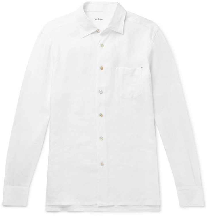 Photo: Kiton - Slim-Fit Linen Shirt - White