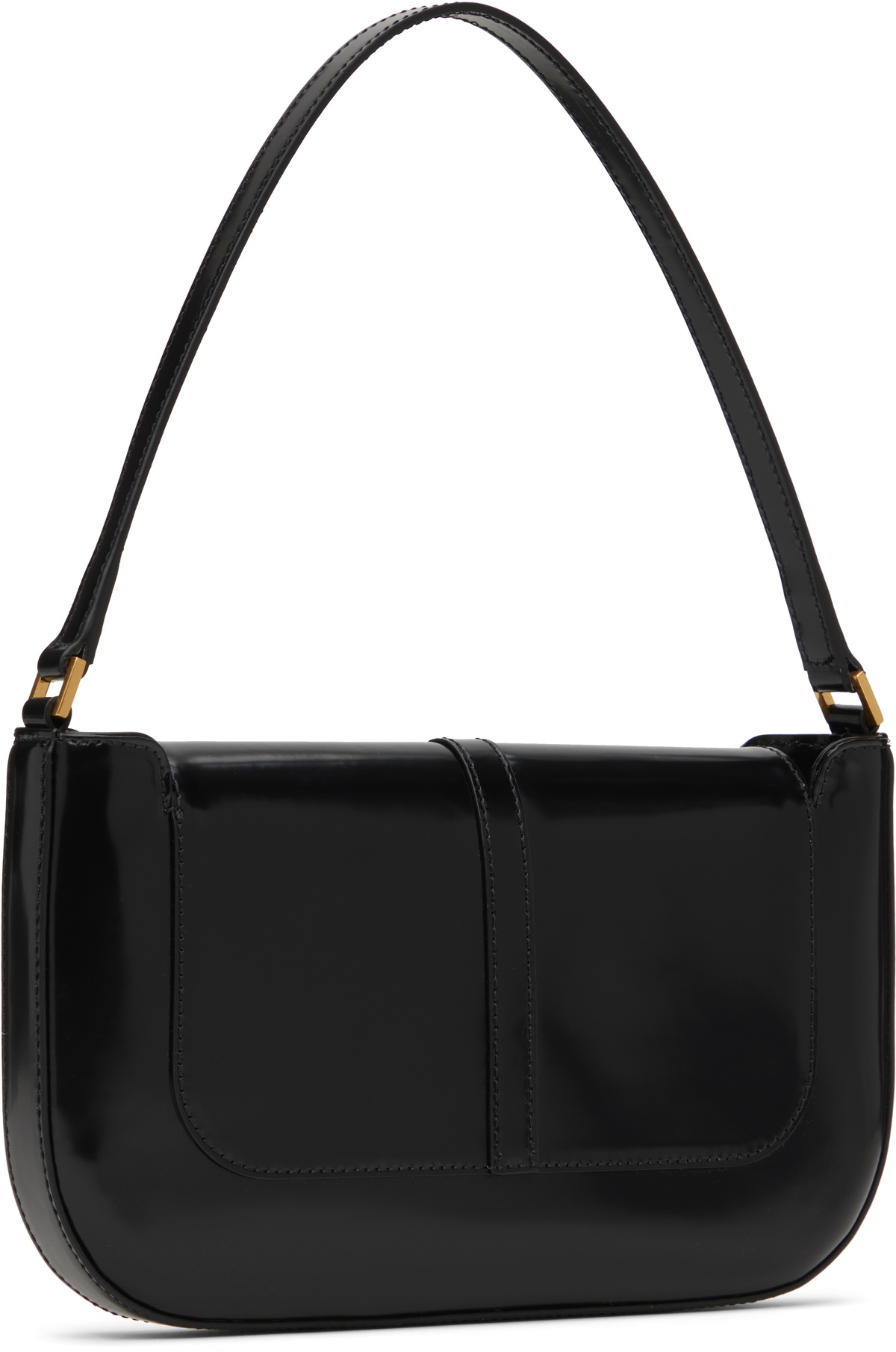 BY FAR Black Miranda Semi Patent Leather Shoulder Bag