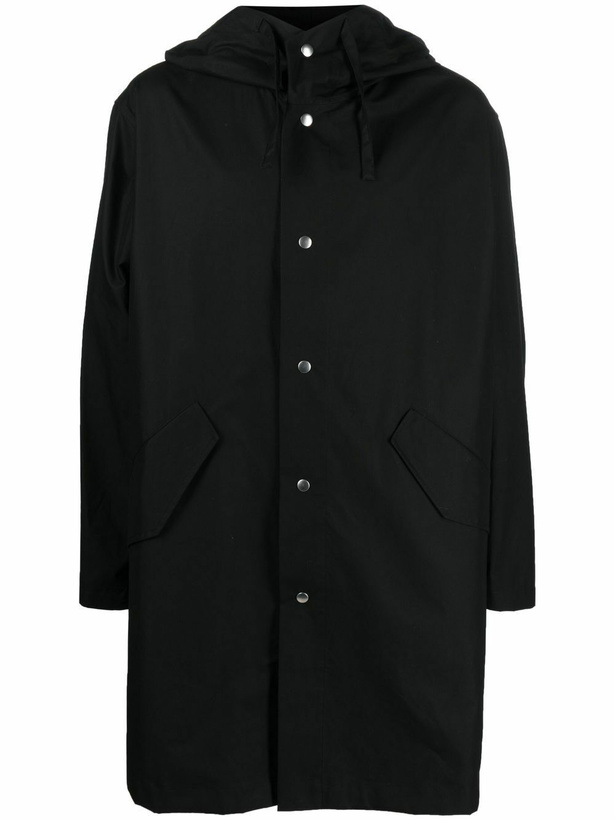 Photo: Jil Sander Black Logo Print Hooded Parka Coat