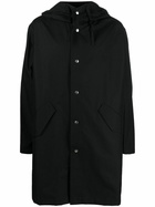 Jil Sander Black Logo Print Hooded Parka Coat
