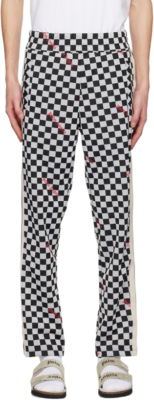 Photo: Palm Angels Black & White Jacquard Damier Classic Track Pants