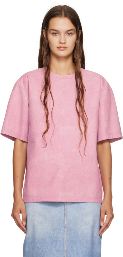 Photo: Bottega Veneta Pink Printed Leather T-Shirt