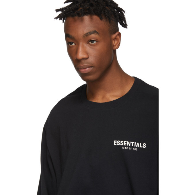 Essentials Black Logo Long Sleeve T-Shirt Essentials