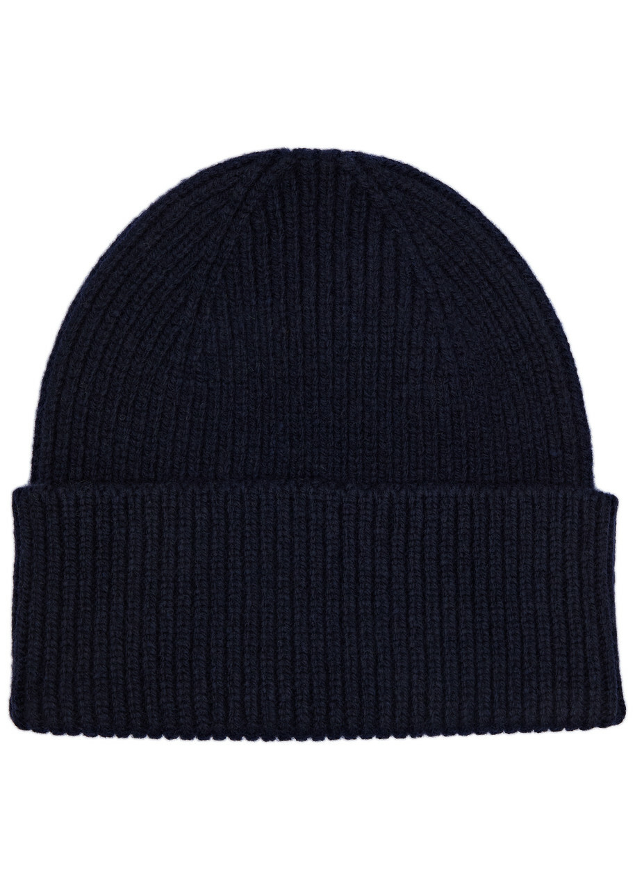 Colorful Standard Ribbed Wool Beanie - Navy - One Size