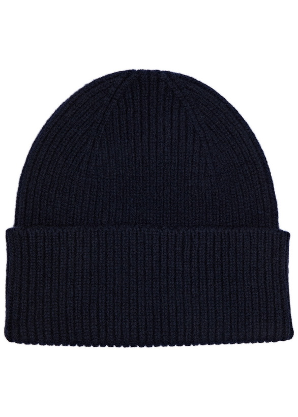 Photo: Colorful Standard Ribbed Wool Beanie - Navy - One Size
