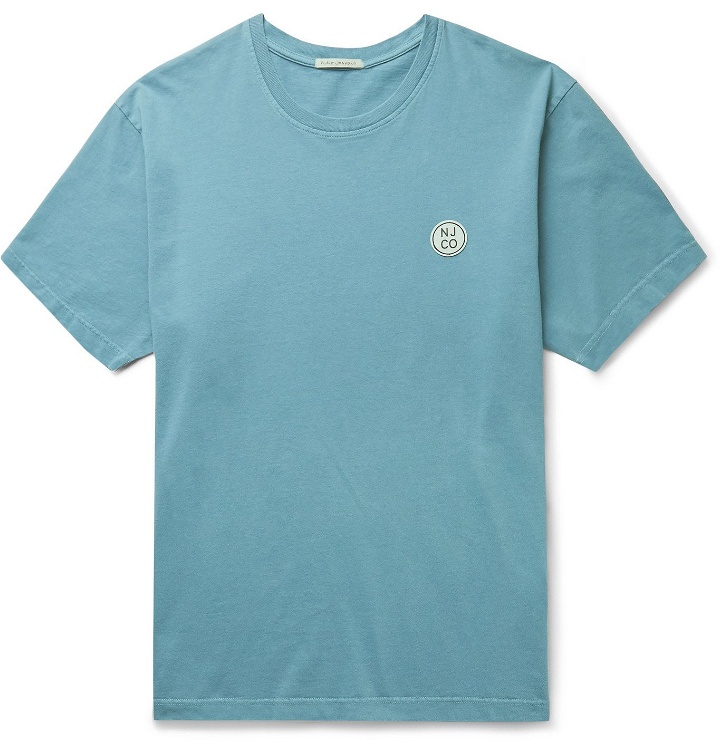Photo: Nudie Jeans - Uno Logo-Appliquéd Organic Cotton-Jersey T-Shirt - Blue