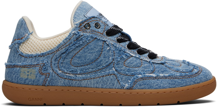 Photo: GANNI Blue 08 Denim Raw Edge Sneakers
