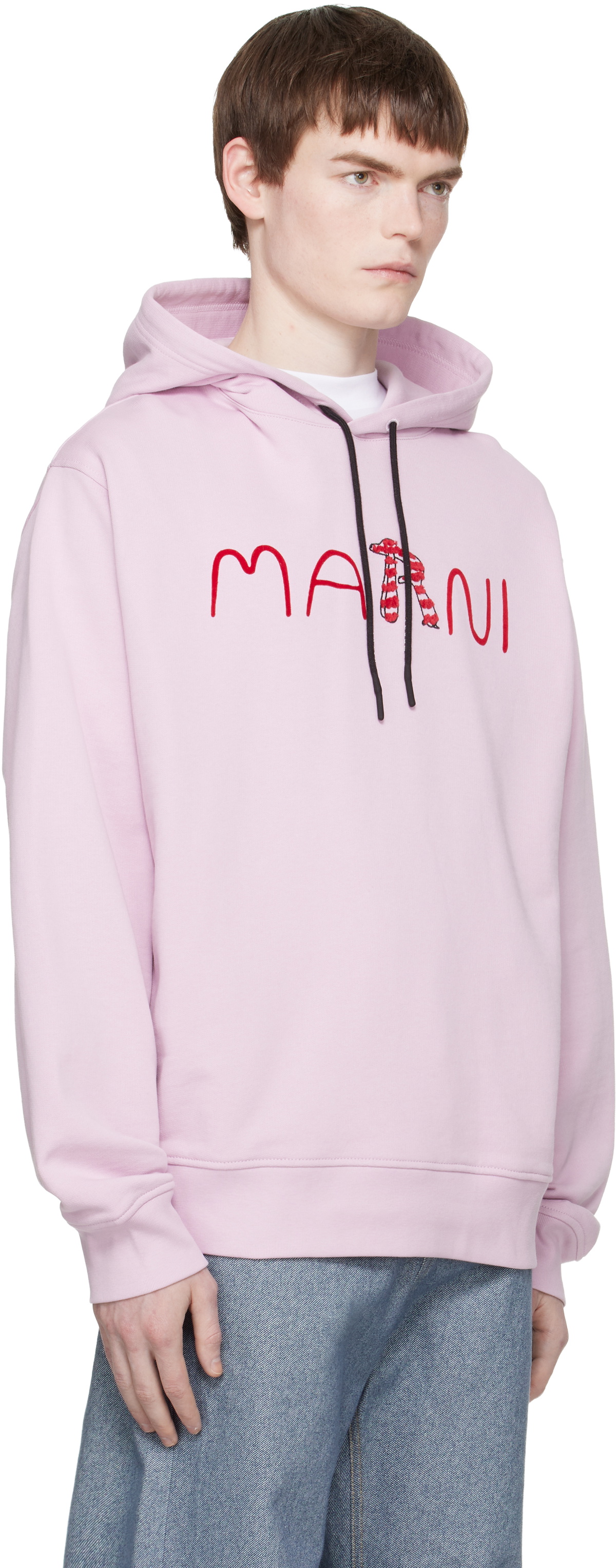 Marni Pink Flocked Marni Animal Alphabet Logo Hoodie