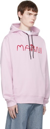 Marni Pink Flocked Marni Animal Alphabet Logo Hoodie