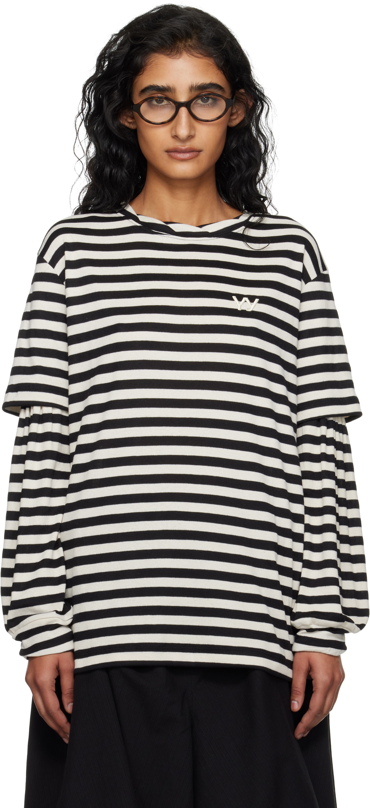 OPEN YY Off-White Layered Cat Long Sleeve T-shirt OPEN YY