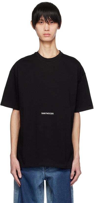 Photo: Saintwoods Black Printed T-Shirt