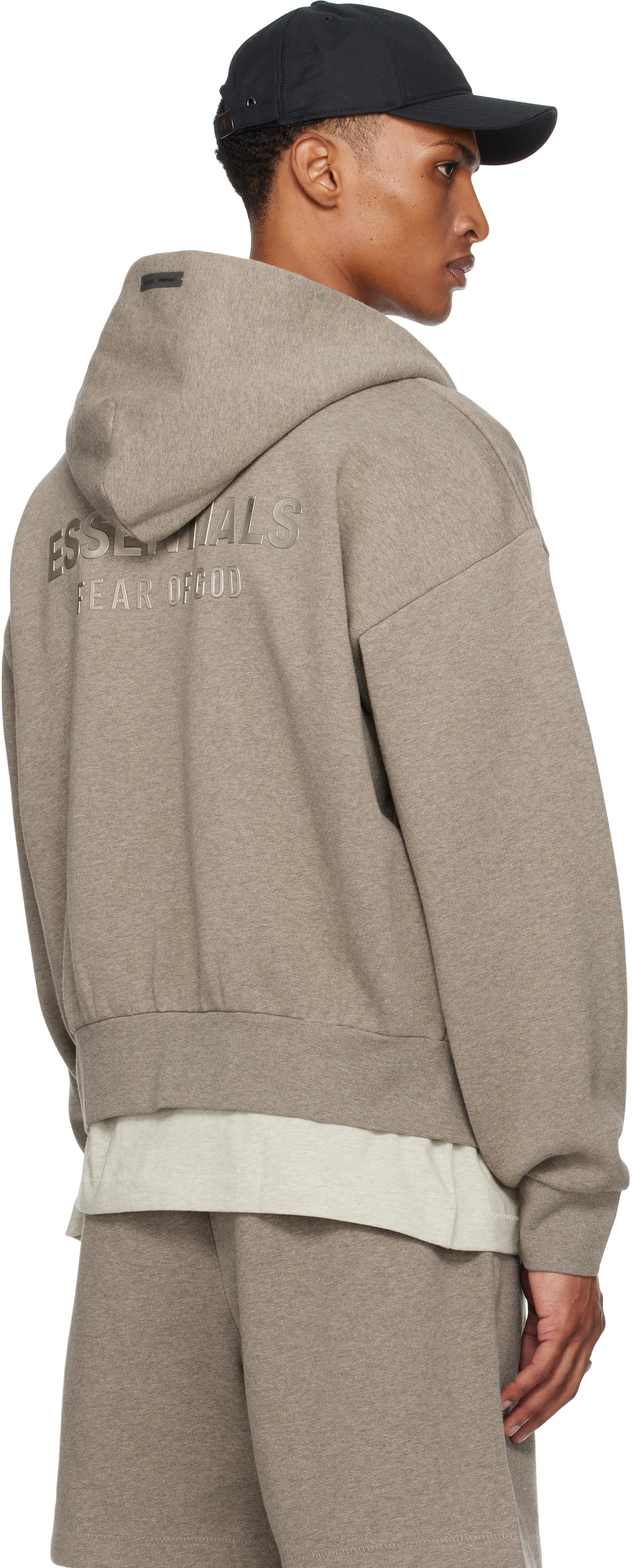 Fear of God ESSENTIALS Brown Classic Fit Fleece Zip-Up Hoodie Fear 