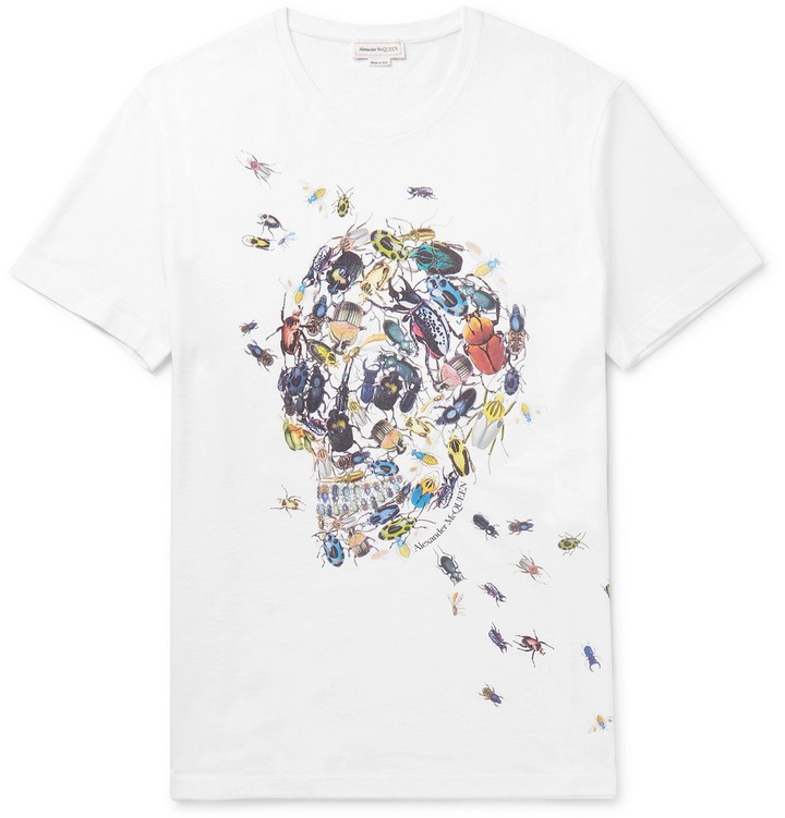 Photo: Alexander McQueen - Slim-Fit Printed Cotton-Jersey T-Shirt - White