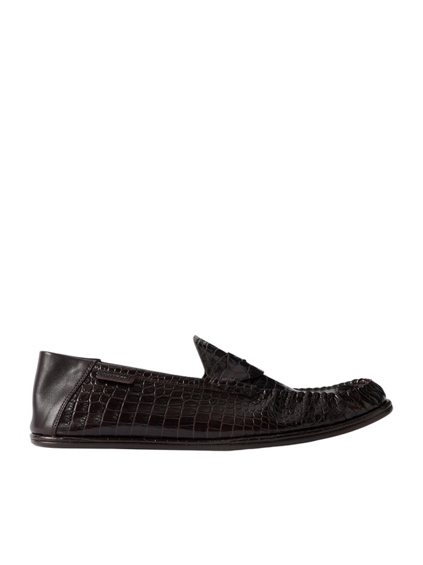 Photo: TOM FORD - Sebastian Croc-Effect Leather Loafers - Brown