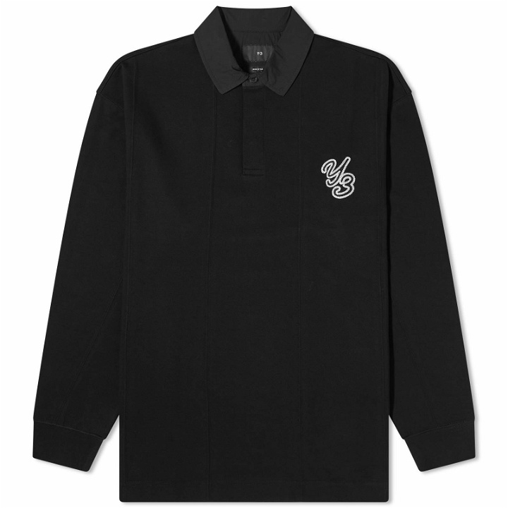 Photo: Y-3 Men's Rugby Long Sleeve Shirt in Black/Black