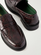 VINNY's - Townee Vale Snake-Effect Leather Loafers - Burgundy