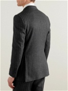 Kingsman - Double-Breasted Striped Wool-Felt Suit Jacket - Gray