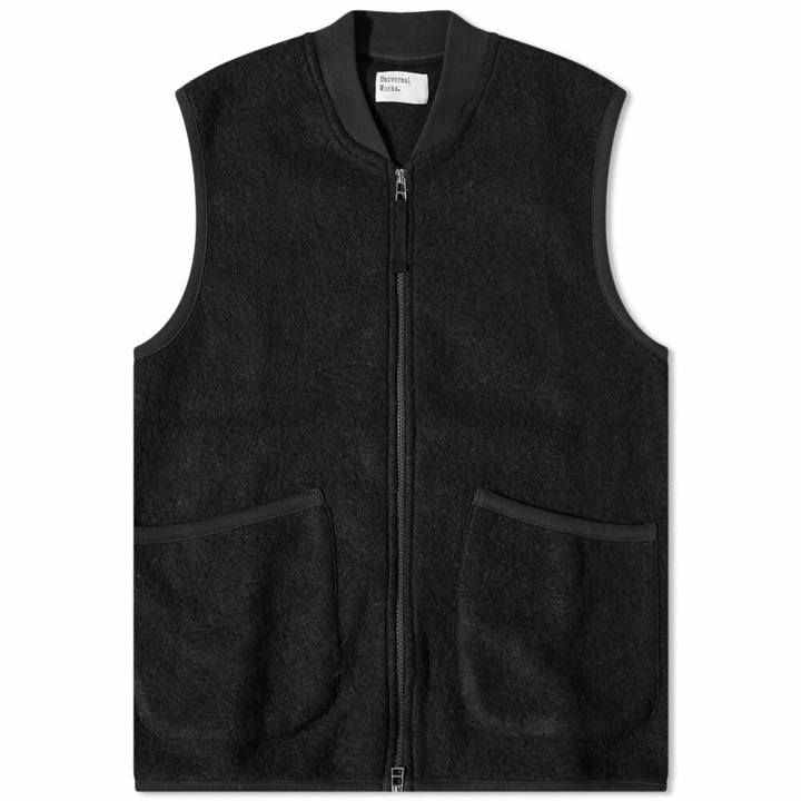 Photo: Universal Works Men's Wool Fleece Zip Waistcoat in Black