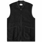 Universal Works Men's Wool Fleece Zip Waistcoat in Black
