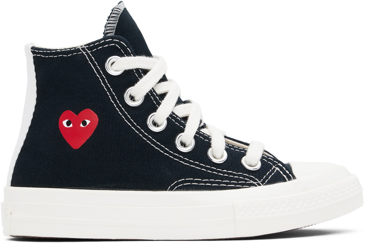 COMME des GARCONS PLAY Kids Black Converse Edition Chuck 70 OG Single Heart High Top Sneakers Comme des Garcons Play