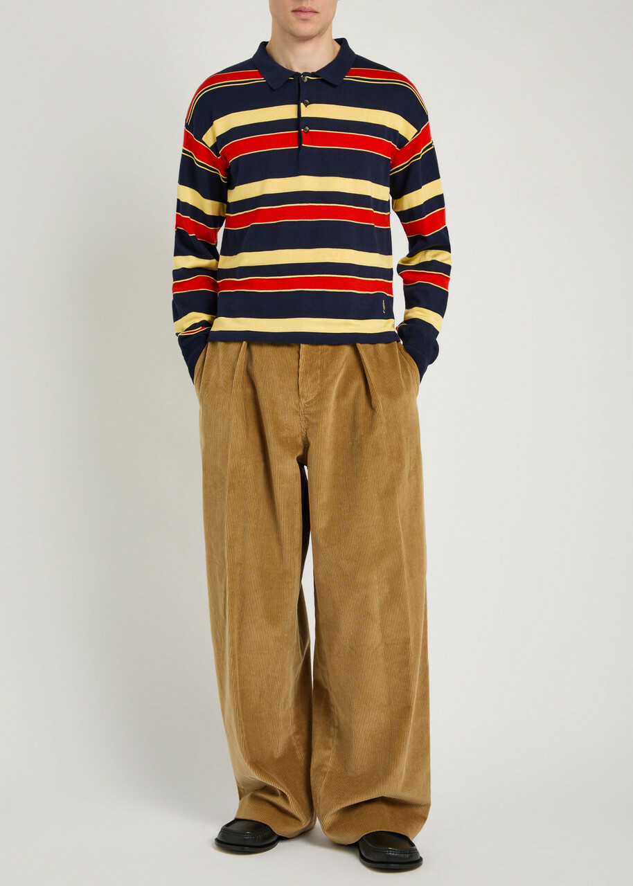 JW Anderson Striped Knit Polo Shirt Navy