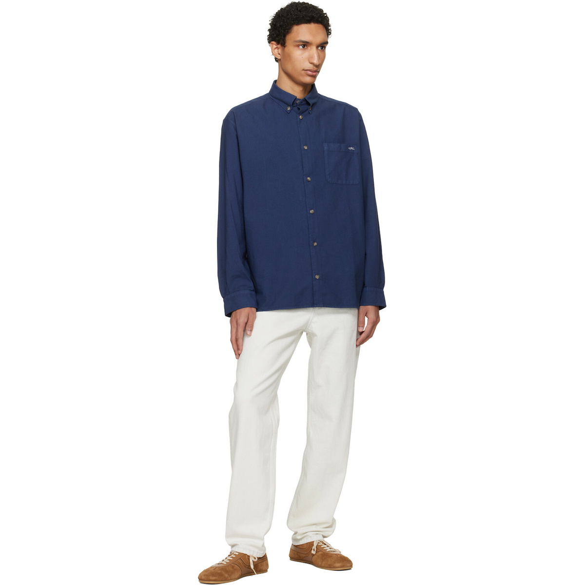 A.P.C. Navy Mateo Logo Shirt