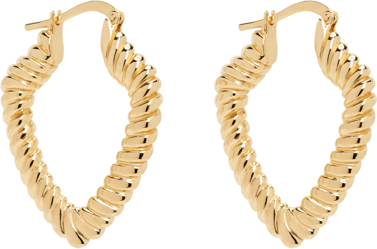 Burberry Gold Small Shield Twisted Hoop Earrings