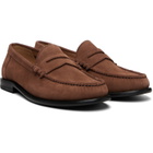 BOSS Brown Penny-Trim Suede Loafers