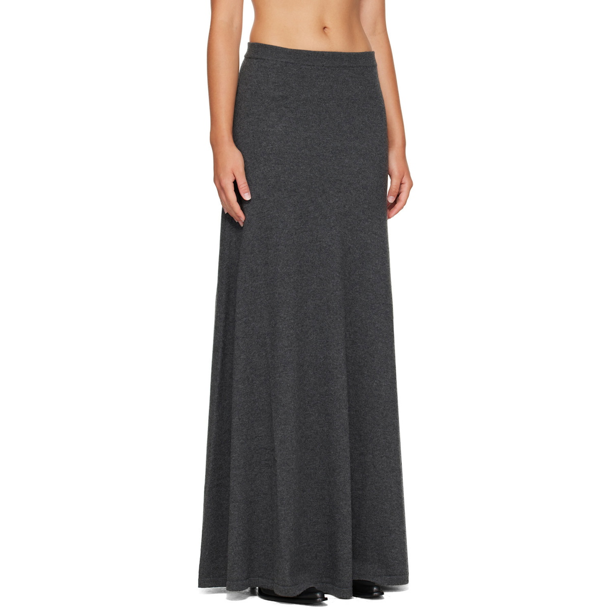 Balenciaga Gray Wool Maxi Skirt