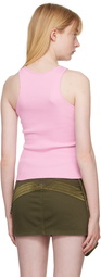 Blumarine Pink Crystal-Cut Tank Top