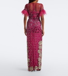 Là Fuori Aviary Crystal embellished bustier gown