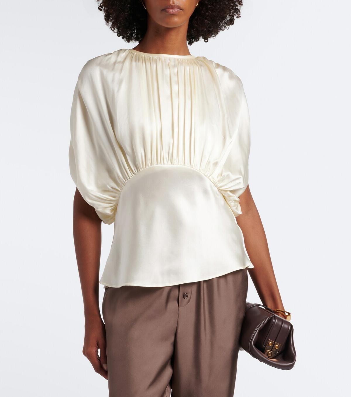 Tove Peta draped peplum silk satin top