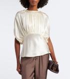 Tove Peta draped peplum silk satin top
