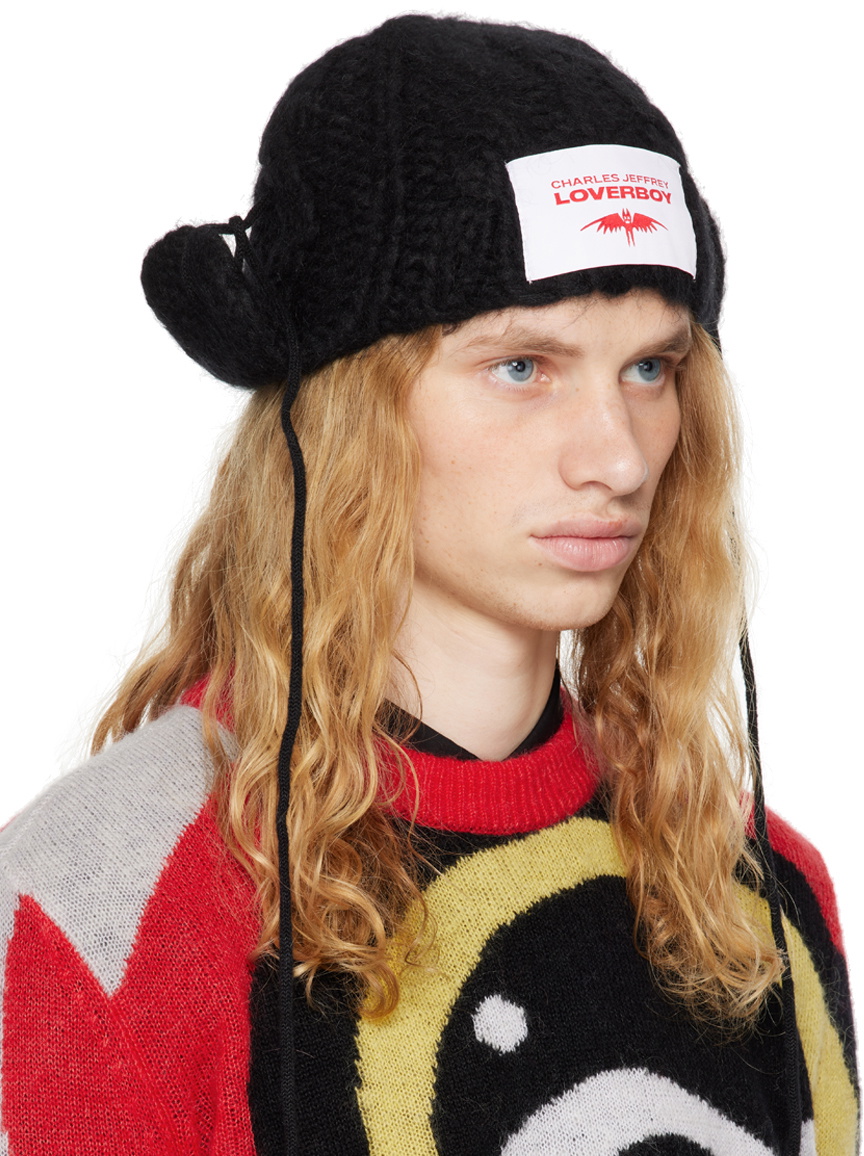 帽子 Charles Jeffrey LOVERBOY Charles Jeffrey LOVERBOY Chunky Berserker Beanie in Black | FWRD