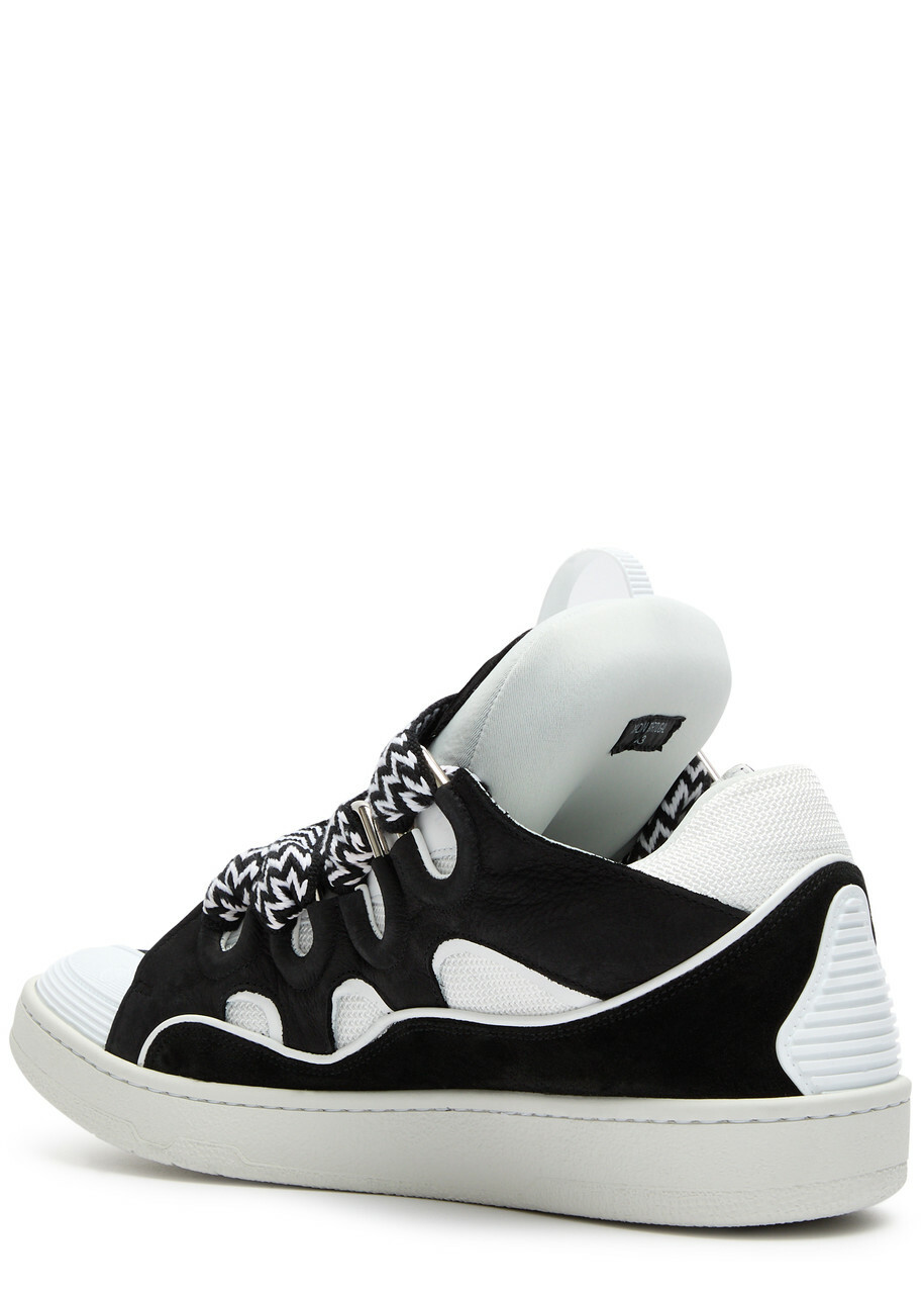 Lanvin Curb Panelled Mesh Sneakers Black And White