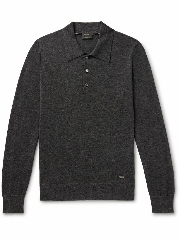 Photo: Brioni - Cashmere and Silk-Blend Polo Shirt - Gray
