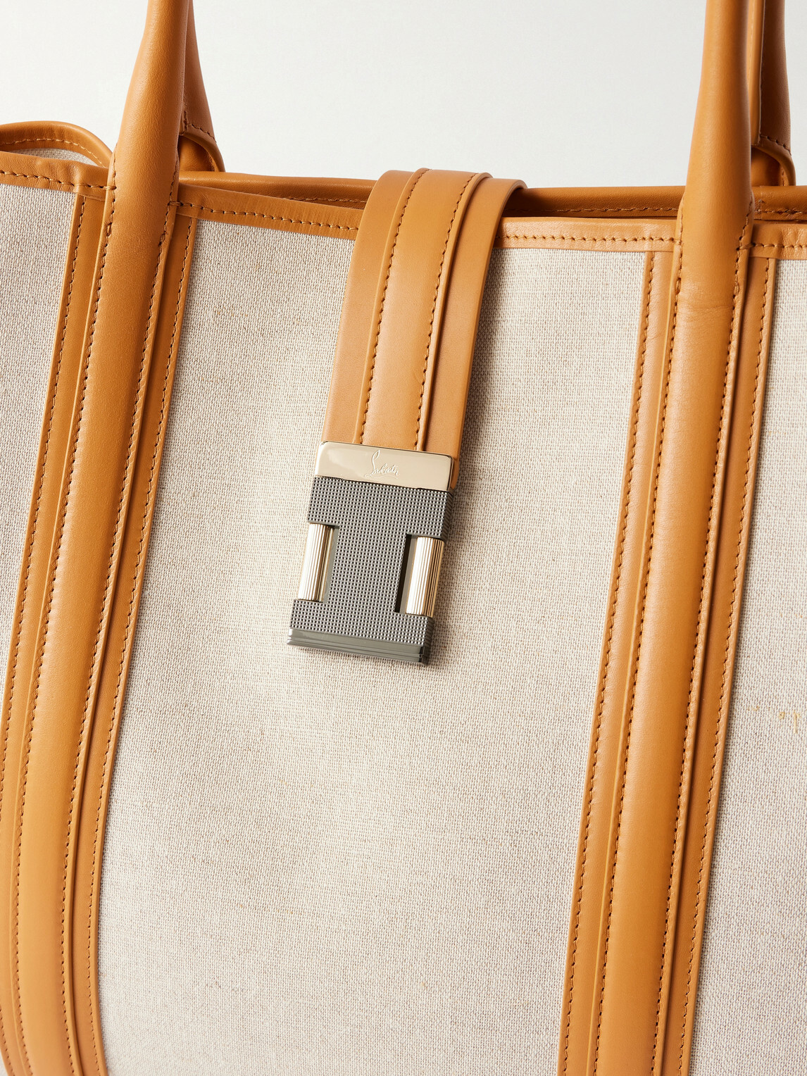 Christian Louboutin - Nox Leather-Trimmed Linen Tote Bag