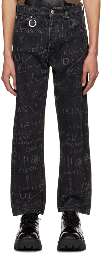 Photo: Études Black Jean-Michel Basquiat Edition Side Cheese Popcorn Jeans