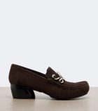 Loewe Dive Double L suede loafer pumps