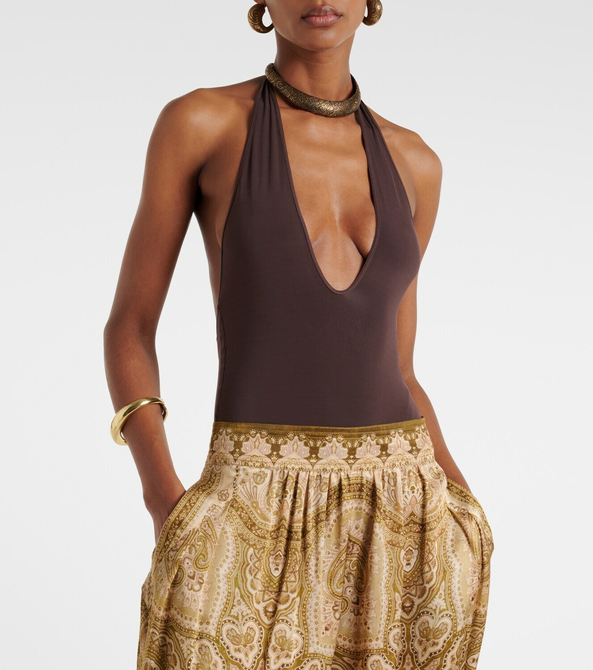 Zimmermann Luna halterneck open-back bodysuit