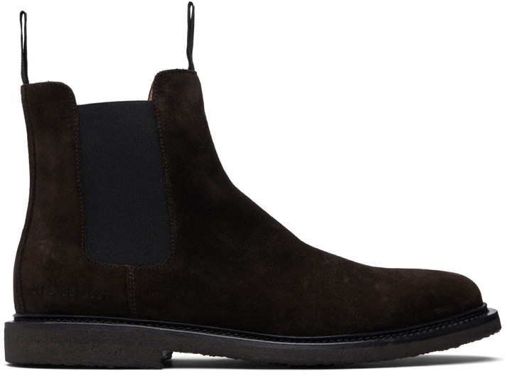 Photo: Common Projects Brown Waxed Suede Chelsea Boots