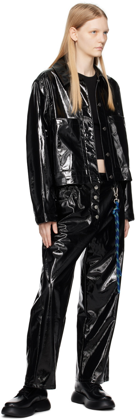 Song for the Mute Black Straight-Fit Faux-Leather Trousers