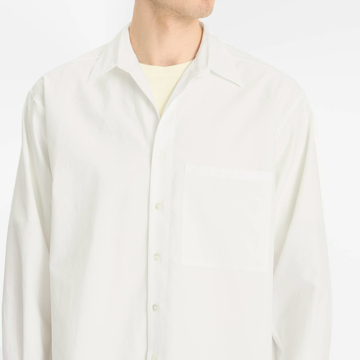 Auralee Men's Washed Finx Twill Big Shirt in White Auralee