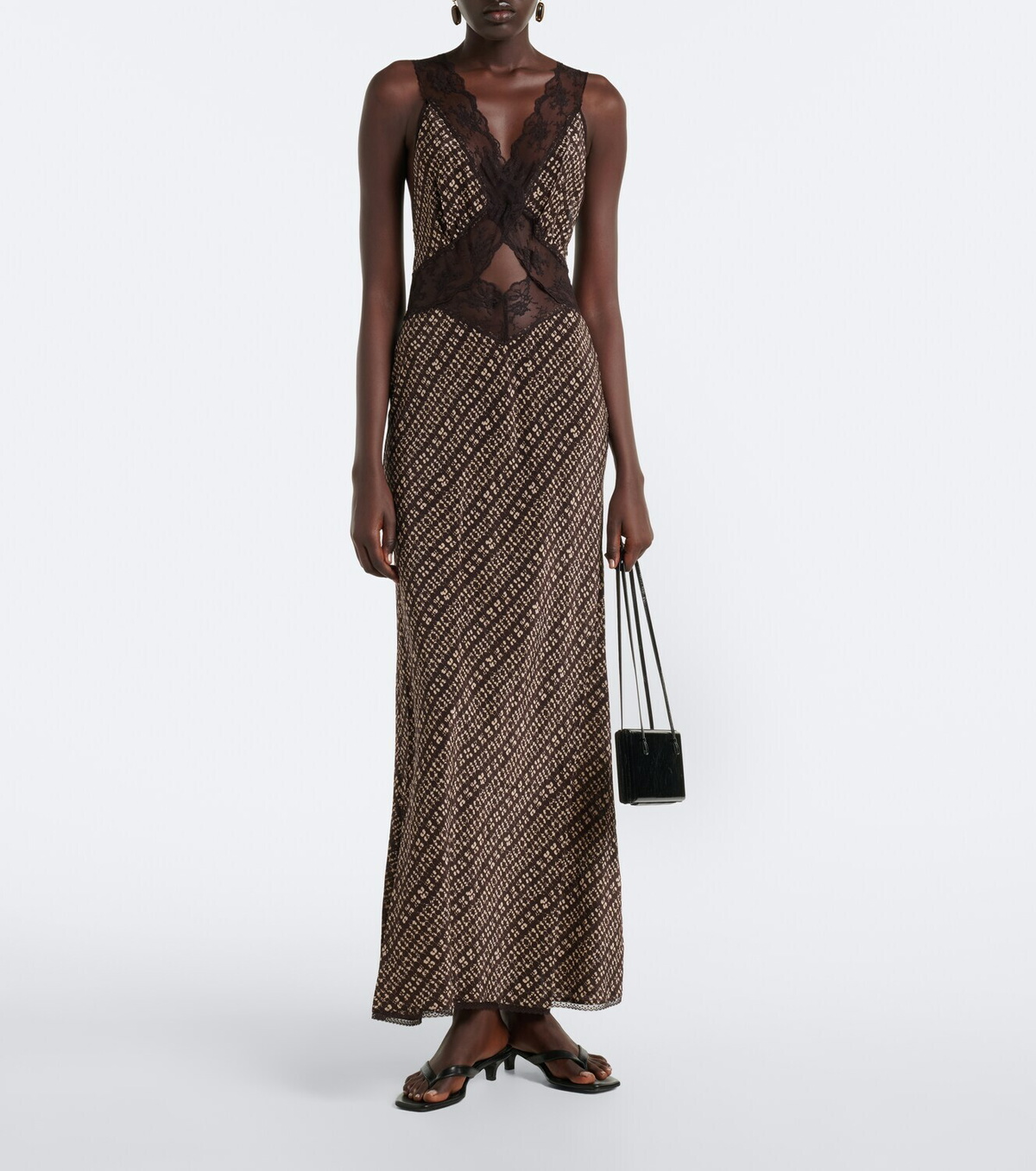 SIR Astrid lace-trimmed printed gown
