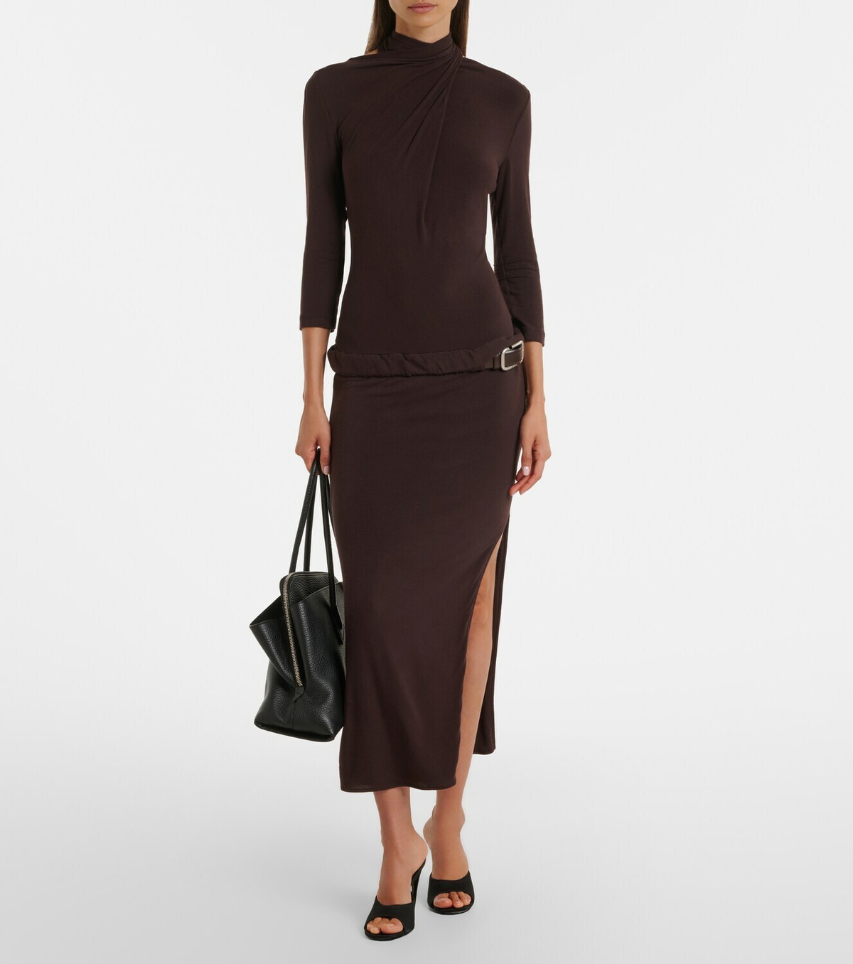 The Attico Draped open-back jersey midi dress