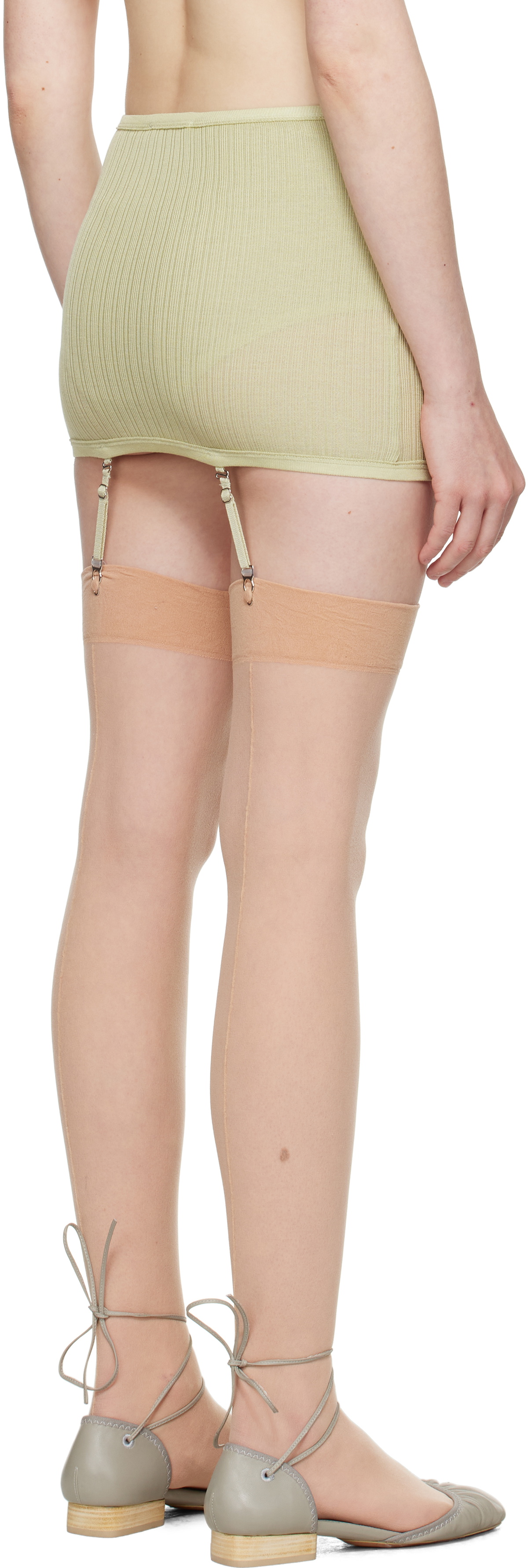 LEMAIRE Green Underwear Suspenders Miniskirt