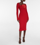 Blumarine - Floral appliqué silk-blend midi dress