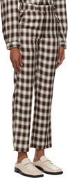 Bode Brown & White Plaid Side-Tie Trousers