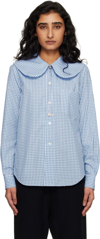 Photo: Comme des Garçons Girl Blue & White Cotton Poplin Gingham Check Shirt