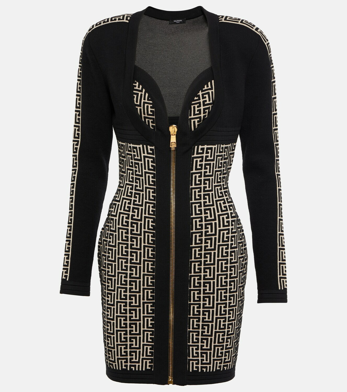 Balmain - Monogram wool-blend minidress Balmain